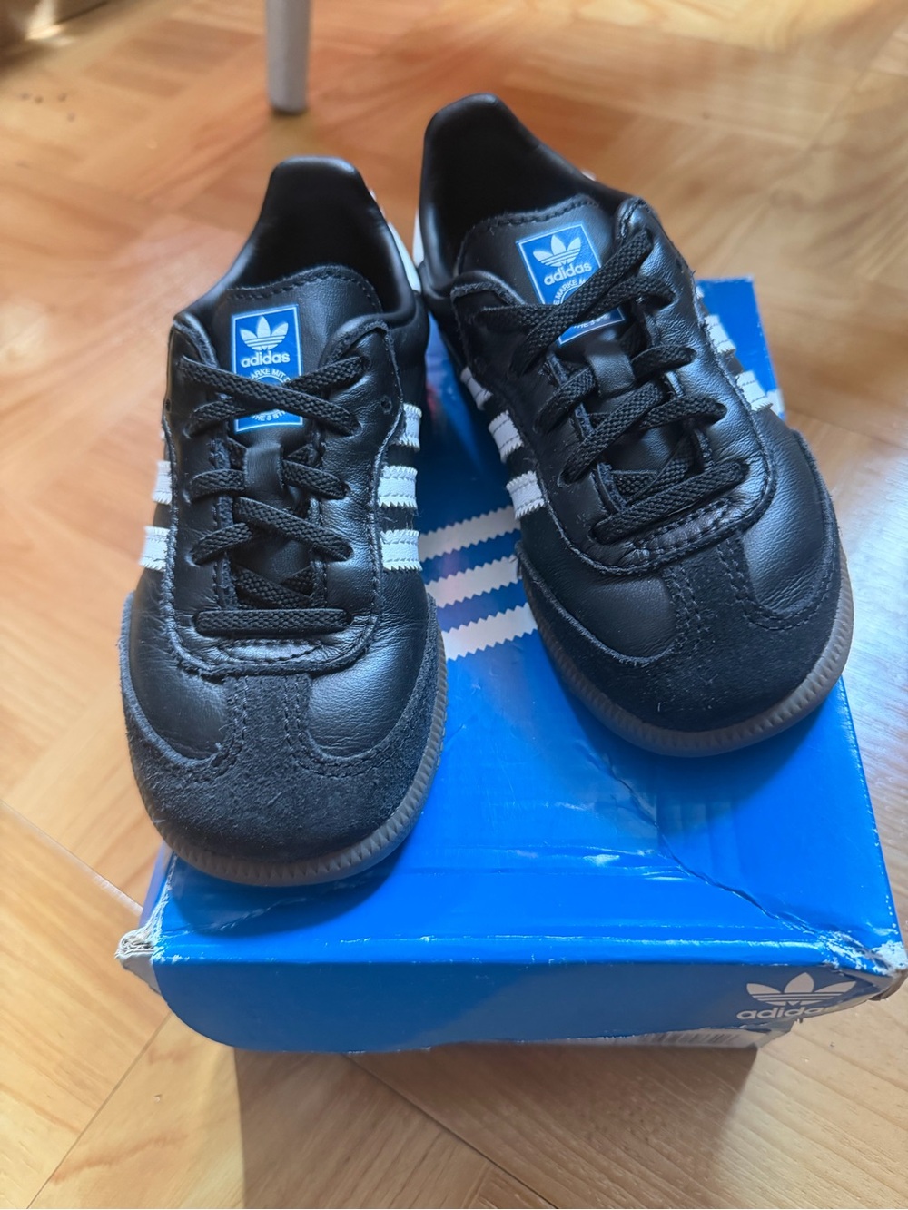 adidas Kids Black Sneakers with White Stripes - Picture 3 of 3